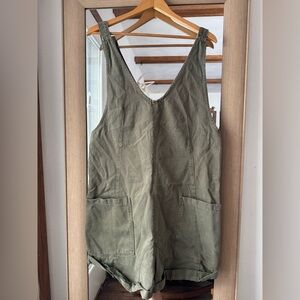 We The Free Olive Canvas Short Overalls